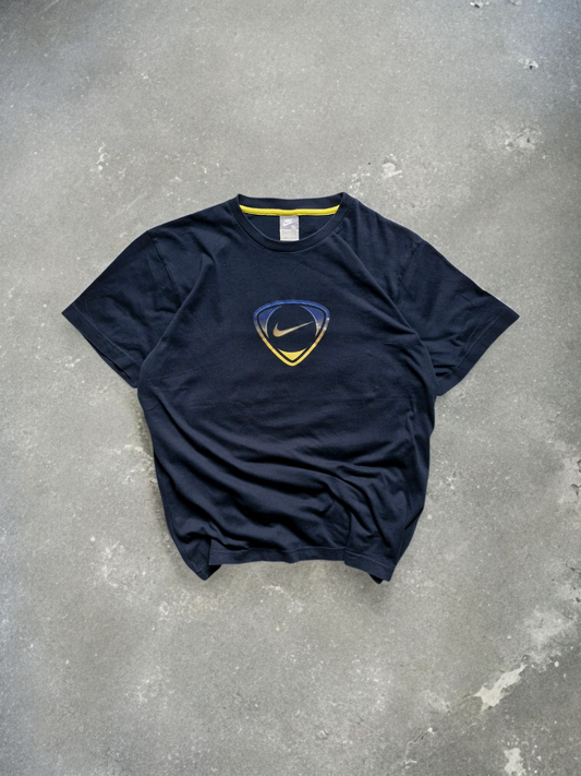 Nike Vintage Early 2000's T90 Navy & Yellow Centre Swoosh Tee
