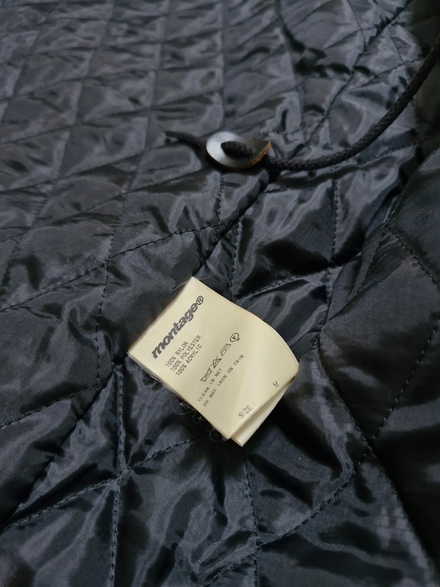 Vintage Black Fireman Metal Clasp Fur Lined Technical Quilted Bomber Jacket