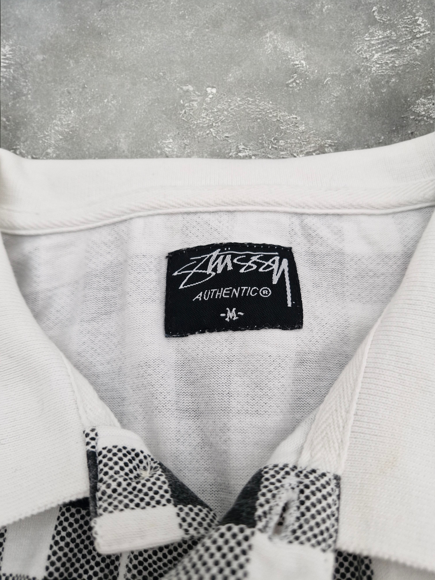 Stüssy Vintage Black & White Plaid Polo Shirt