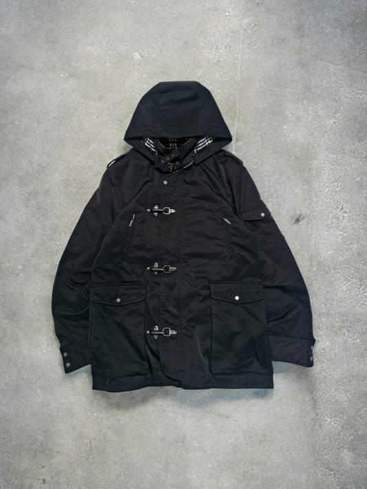 Burberry Vintage Japanese Black Label Fireman Clasp Black Technical Jacket