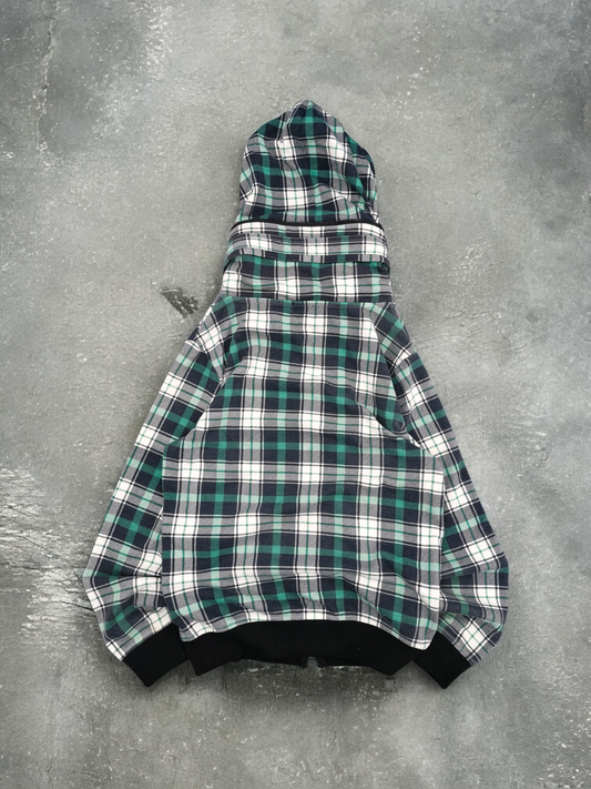 Japanese Vintage Plaid Zip Hoodie | Y2K