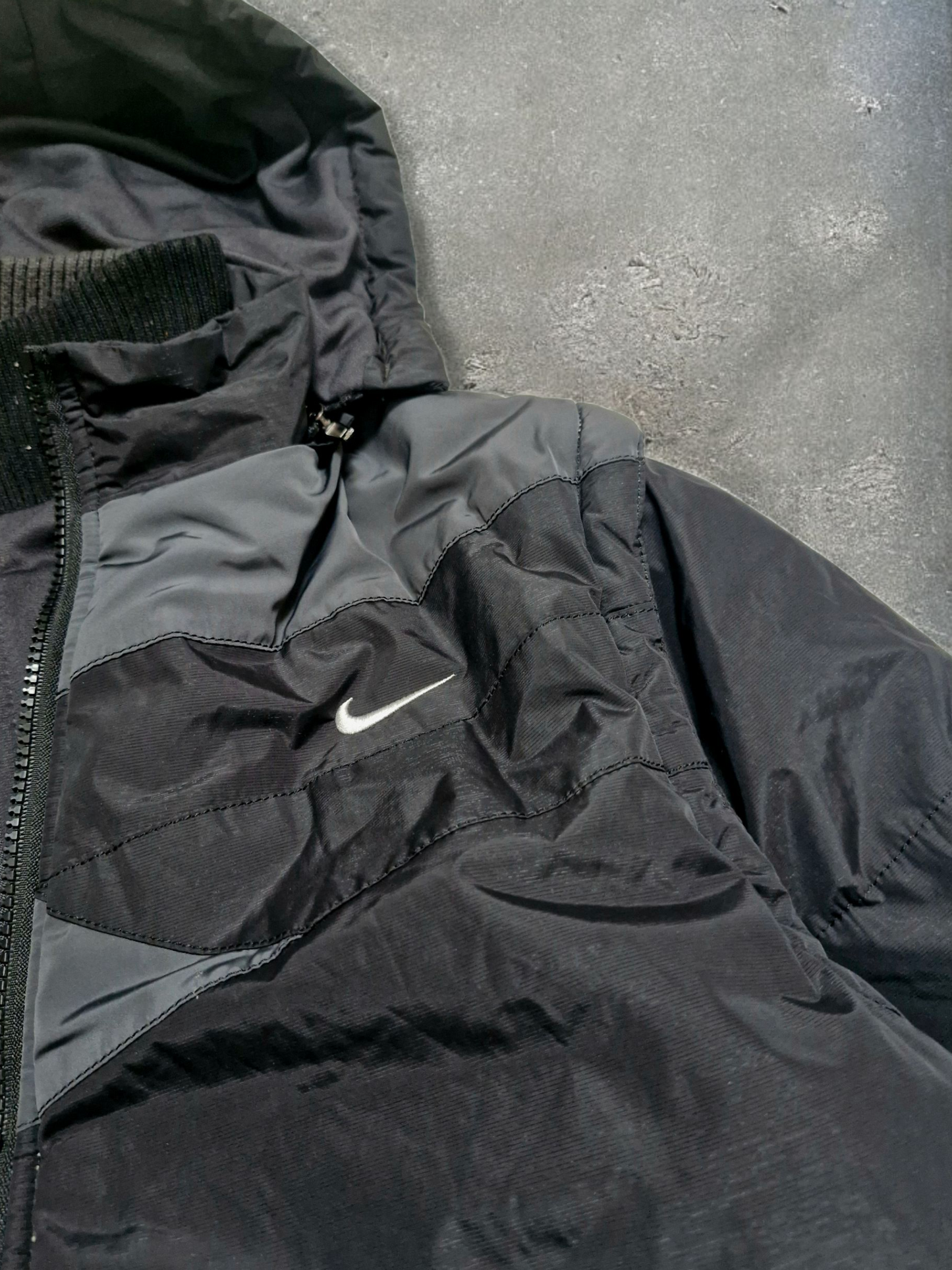 Nike Vintage Y2K Black Double Layered Insulated Technical Puffer Coat
