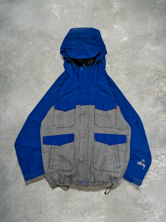 Stussy Vintage Blue & Grey Plaid Technical Ski Jacket