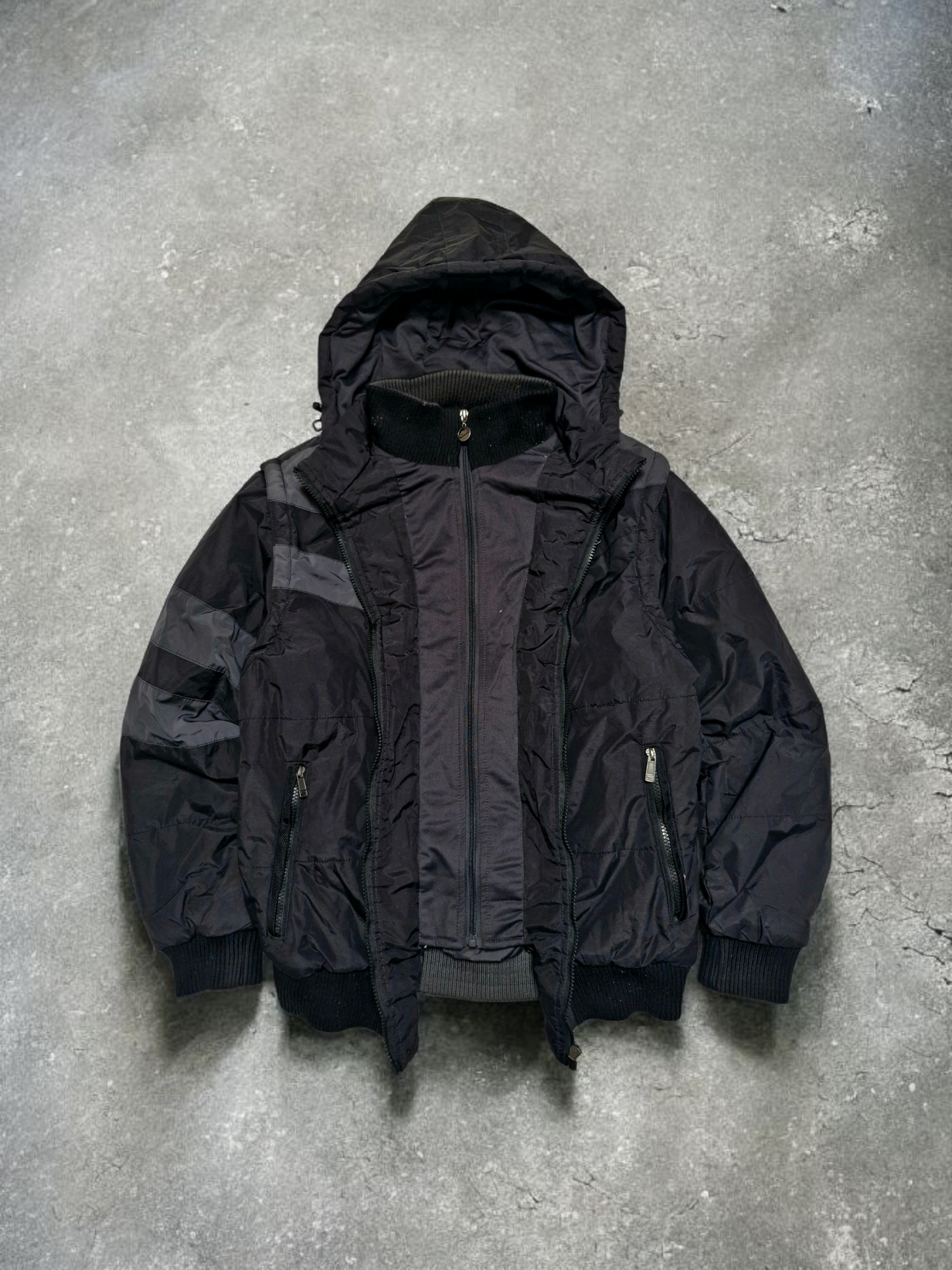 Nike Vintage Y2K Black Double Layered Insulated Technical Puffer Coat