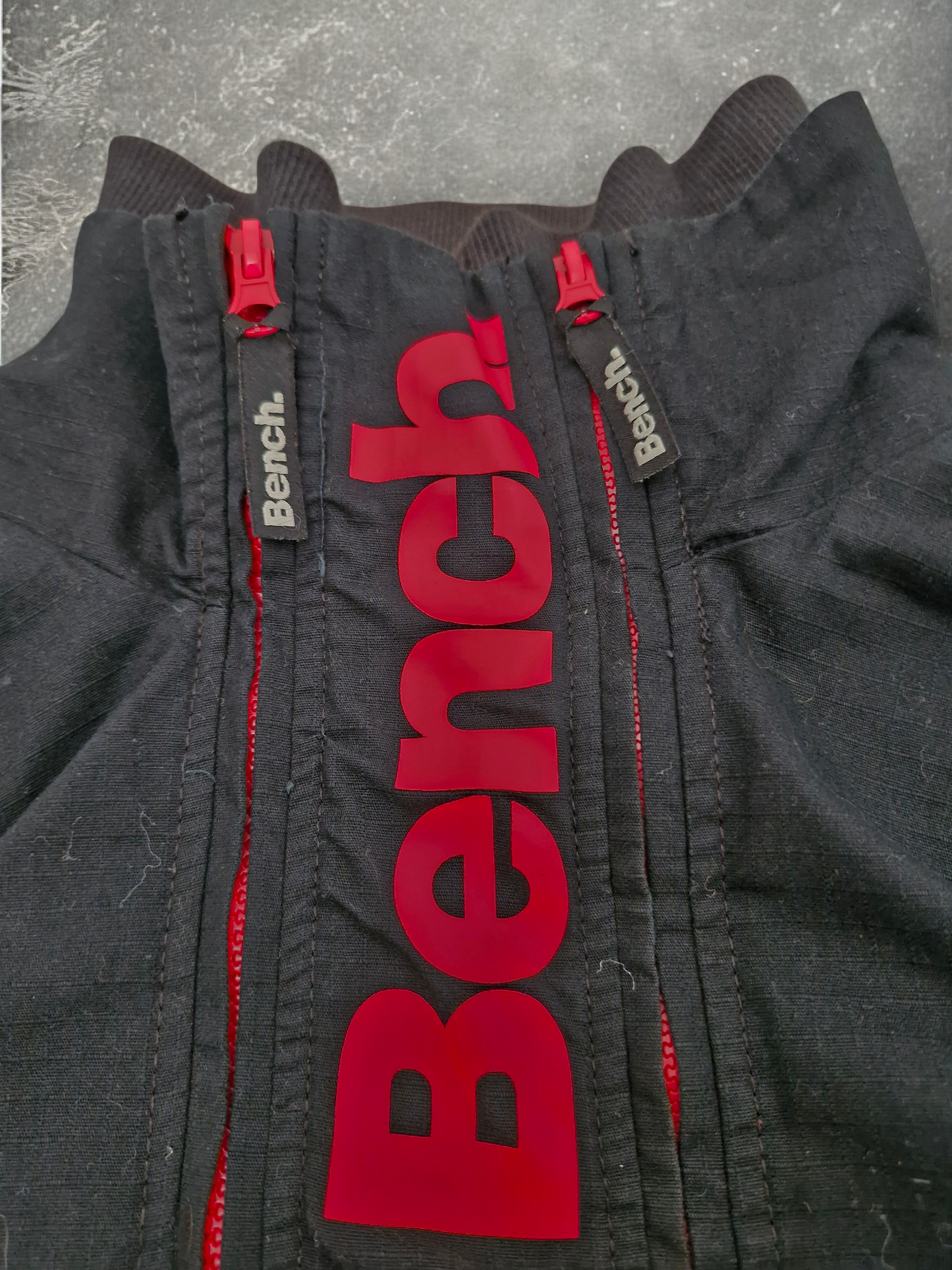 Bench Vintage Black & Red Double Zip Thermal Technical Jacket