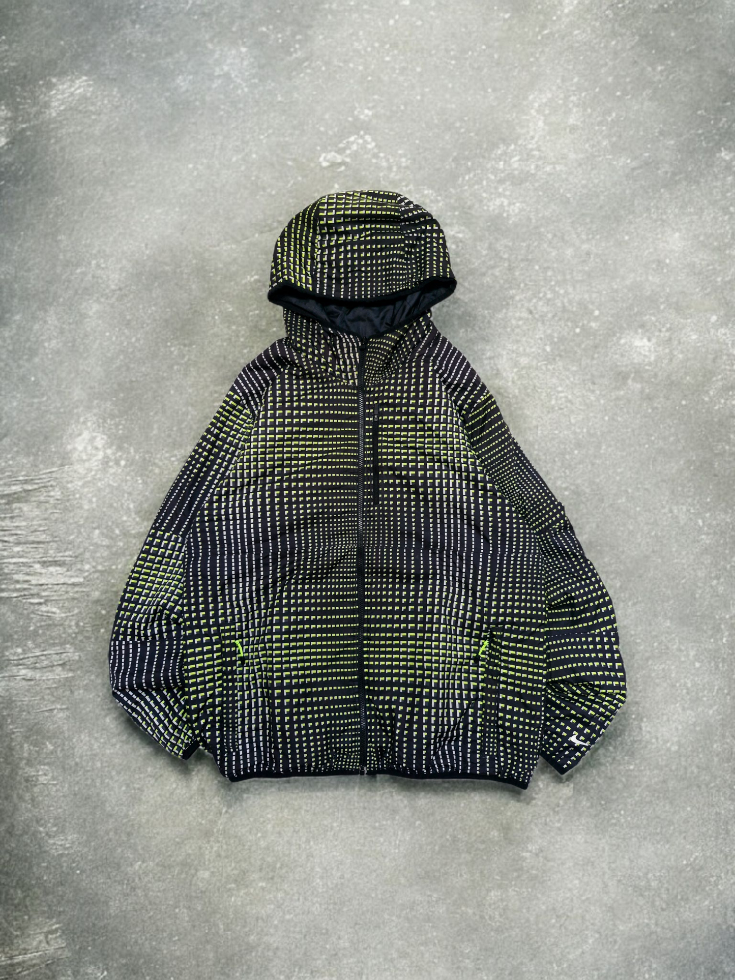 Nike Reversible Green & Black Pixelated Grid Technical Coat