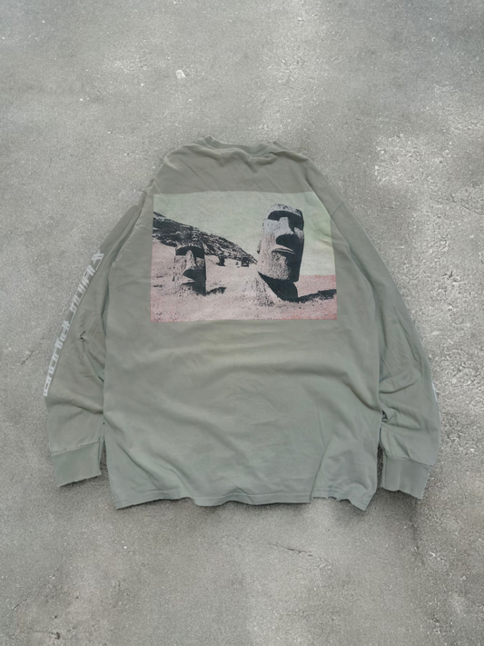 Supreme FW2013 Olive Green Easter Island Long sleeve Tee