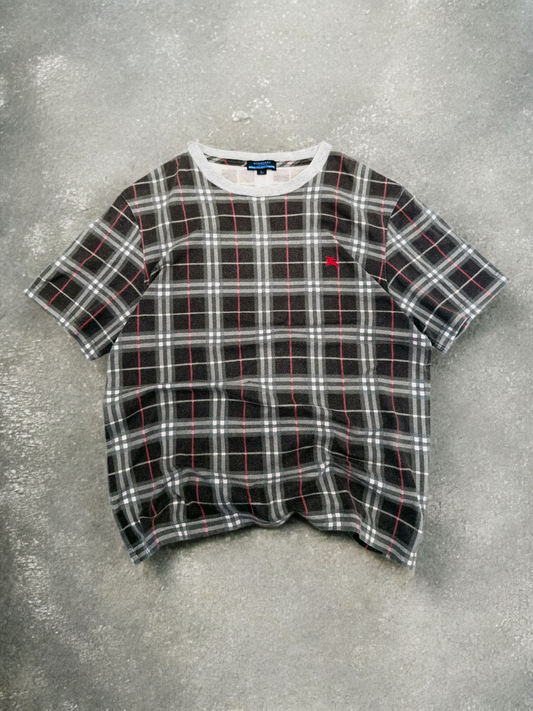 Burberry Vintage Blue Label Grey & Red Plaid T Shirt