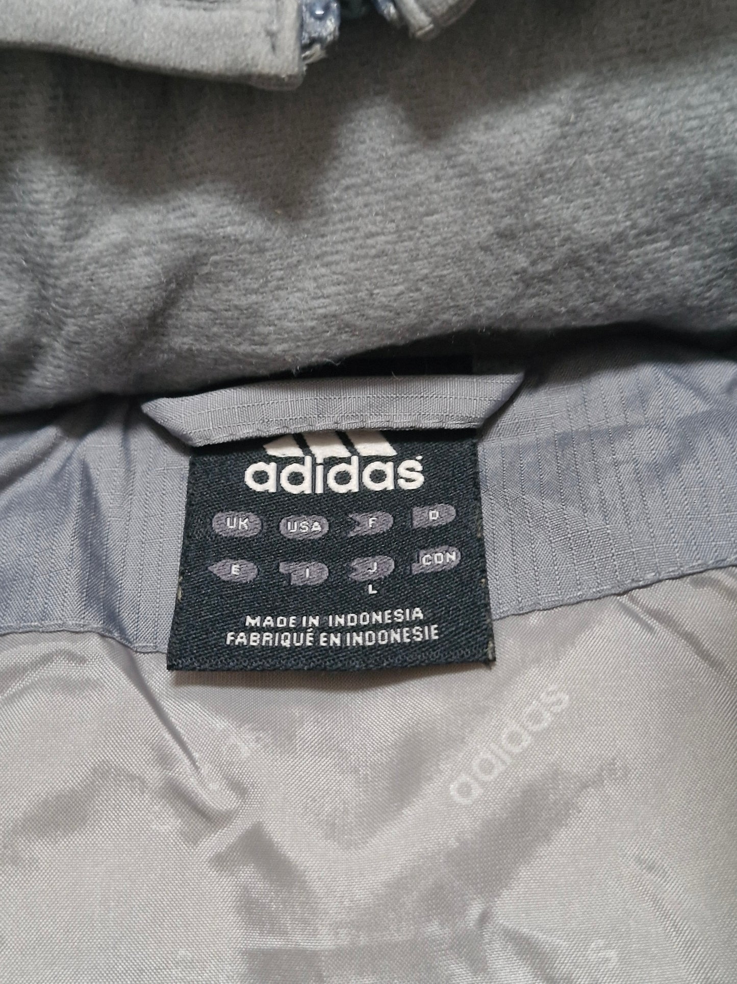 Adidas Vintage Y2K Grey & Yellow Trim Lined Technical Puffer Coat