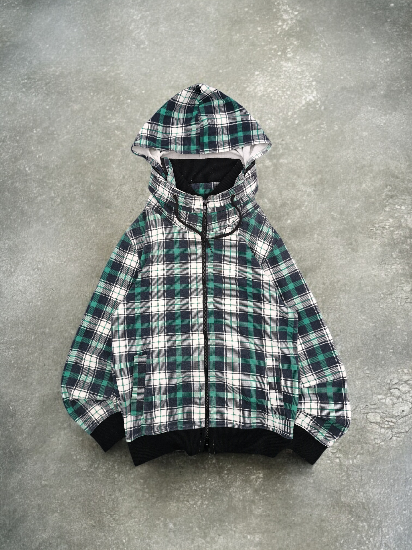 Japanese Vintage Plaid Zip Hoodie | Y2K
