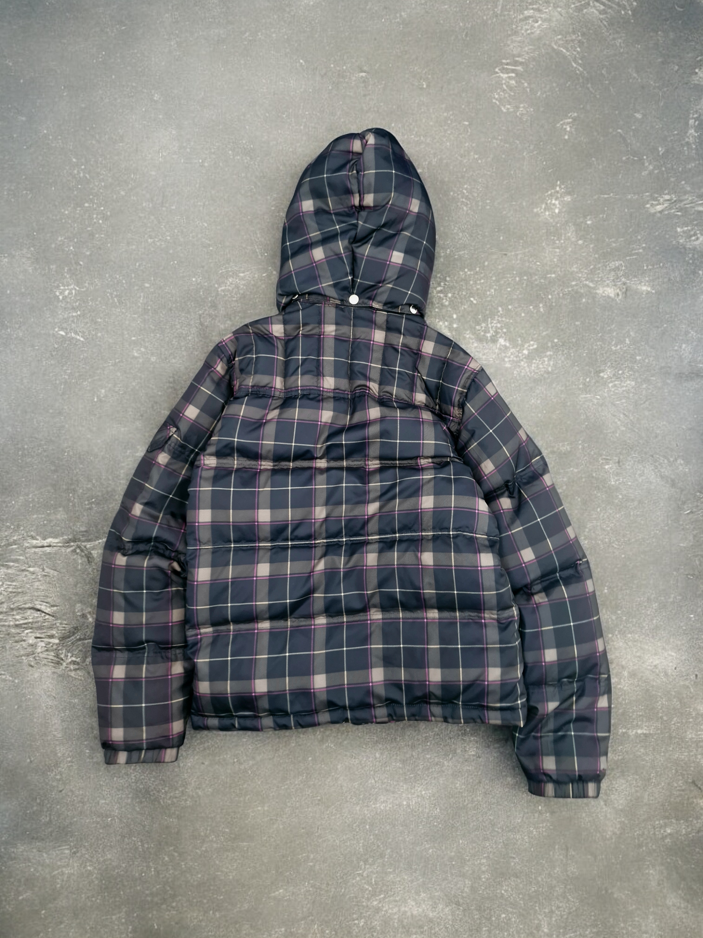Japanese Plaid Fur Puffer Coat | Y2K