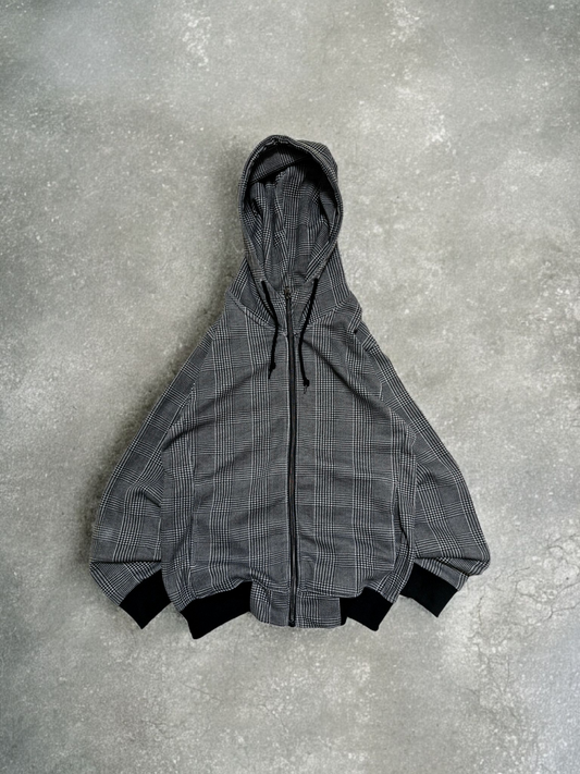 Vintage Rubik Japanese Grey Plaid Technical Hoodie
