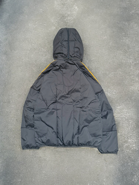 Adidas Vintage Y2K Grey & Yellow Trim Lined Technical Puffer Coat