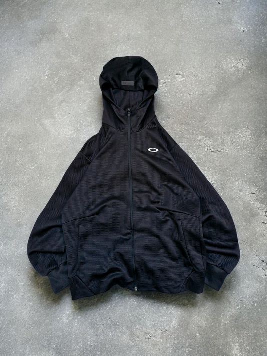 Oakley Vintage Black Mesh Technical Zip Up Hoodie