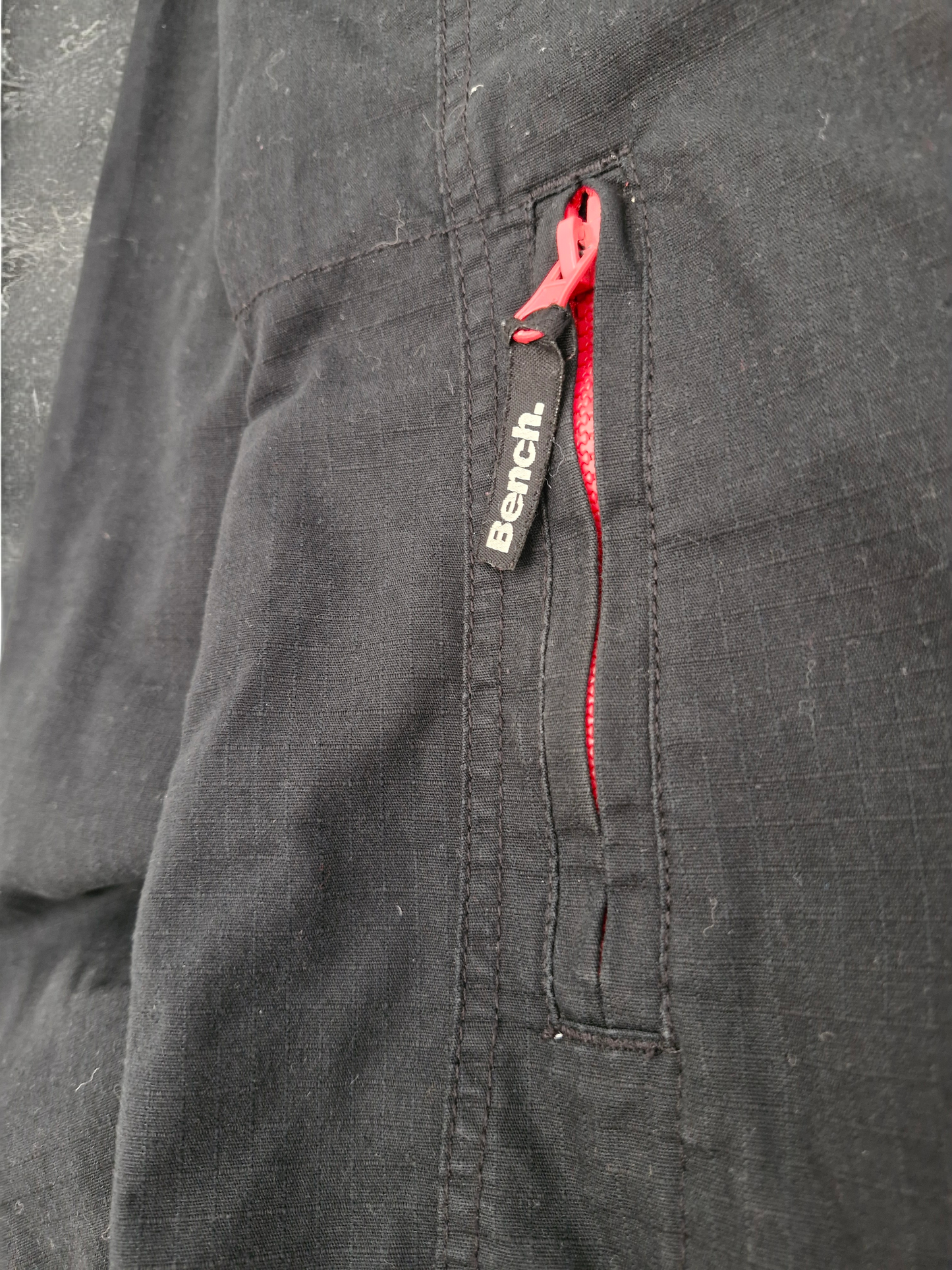 Bench Vintage Black & Red Double Zip Thermal Technical Jacket