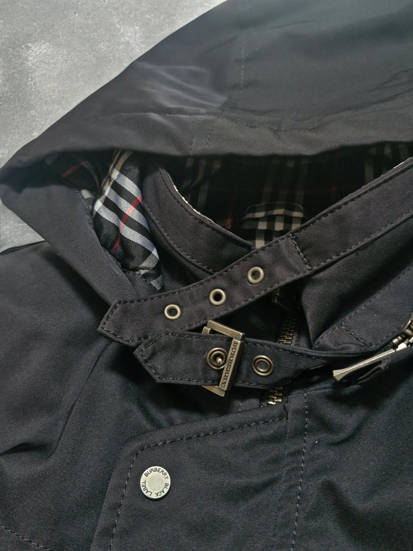 Burberry Vintage Japanese Black Label Fireman Clasp Black Technical Jacket